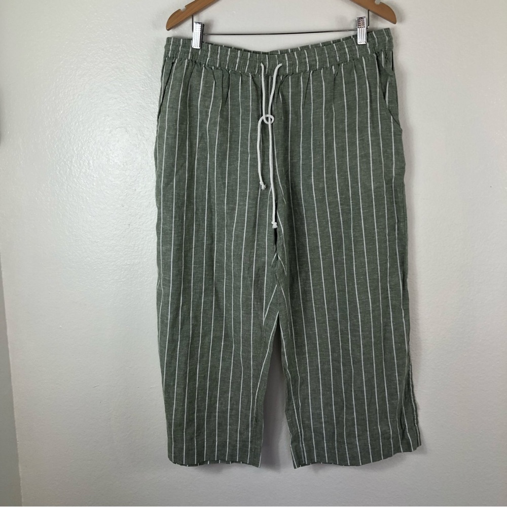 Beachlunchlounge Linen Blend Wide Leg Pants Size L Elastic Adjustable Waist